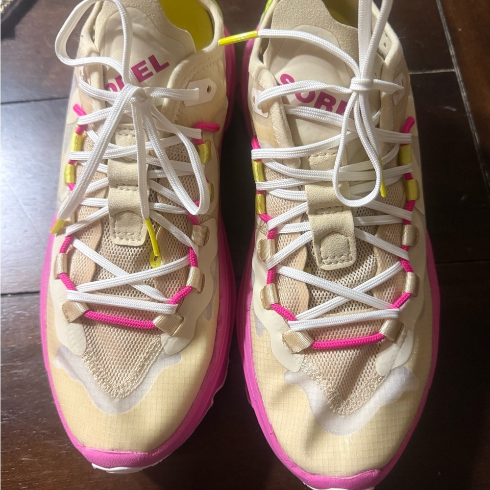 Sorel Yellow/Beige RARE Athletic Sneakers with Neon Pink/Neon Yellow Accents-NEW